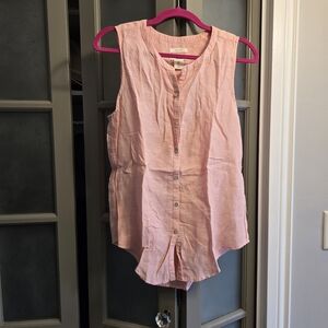 100% LINEN Christian Siriano Pink Sleeveless Top